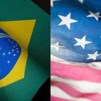 brazil and american flags