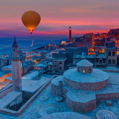 Mardin old town with bright blue sky, Mardin, Turkey, By muratart