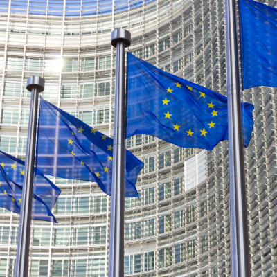 EU flags in front of EU Commission